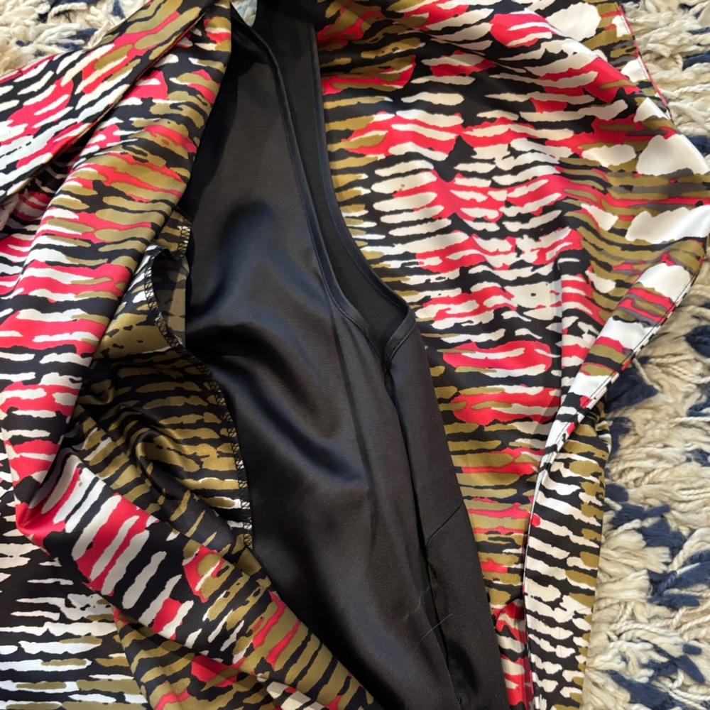 Jessica Simpson One-Shoulder Coral and Olive Print Dress - size 6 - Picture 8 of 8